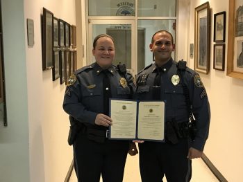 Detective Shannon Miller and Officer Paul Antonucci were each promoted to Corporals Monday at the Coatesville City Council meeting.