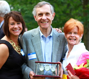 Frank Sobyak, the Chester County SPCA’s board treasurer, displays his Volunteer of the YearAward with his daughter, Beth Ann Sobyak, and his wife, Ardyth Sobyak.