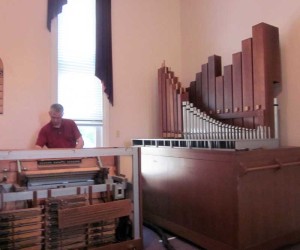 The final details of installation are completed on the new church organ for Hamorton United Methodist Church in Kennett. To celebrate their new organ, the church will hold a free recital, Nov. 23