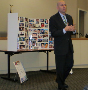 Chester County District Attorney Tom Hogan addresses a meeting in New Garden Township hosted by Kacie’s Cause, an advocacy group committed to ending the scourge of heroin in the county.