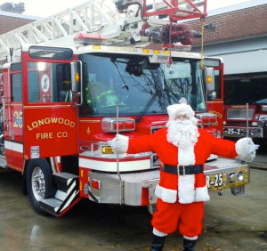  Santa Claus will be making pre-Christmas visits in the area, courtesy of a Longwood Fire Company truck.