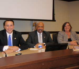 Chester County Commissioners Ryan Costello (from left), Terence Farrell, and Kathi Cozzone unanimously approved a 2014 budget with no tax increase.
