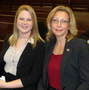 With her daughter Lindsey McCabe by her side, Clerk of Court Robin Marcello celebrates her new position