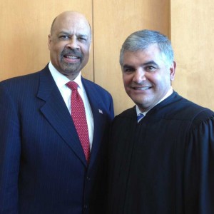 Terence Farrell, Chester County Commissioner with U. S. District Court Judge Juan Sanchez, a former Chester County Court of Common Pleas judge.