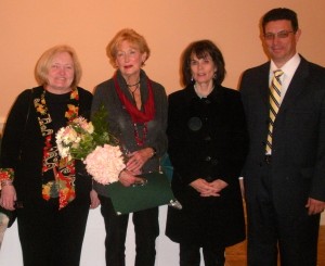 Honoree Peggy Gusz (second from left), executive director of the Crime Victims Center of Chester County, is joined by staffers Mary Donahue (from left), Beth Watson, and Jose Reyes, the agency's board president. 