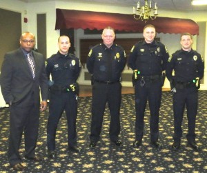 Kennett Square Police Officer Jeremiah D. Boyer (left) poses with a group of officers who came to support him from the Westtown-East Goshen Regional force, where Boyer had also worked as a  part-time officer.