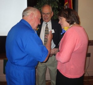 Inaugural Downingtown Alumni Association Hall of Fame members Todd Strong (from left), Richard Whittaker, and Bonnie MacDougal Kistler chat after the ceremony.