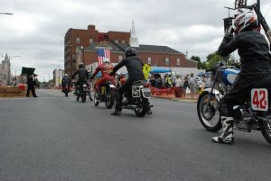 Vintage motorcycles participated along with vintage cars, at the Invitational Grand Prix event in Coatesville Saturday.
