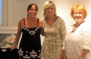 Andrea Strang (owner of Gallery 222), Laurie Murray (artist and writer here), and Jeanne Marston (DVAL President) on the far right