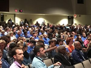 The auditorium at the Coatesville Area Senior High School was packed with over 300 members of CATA Tuesday, some of whom spoke of the current contract negotiations.